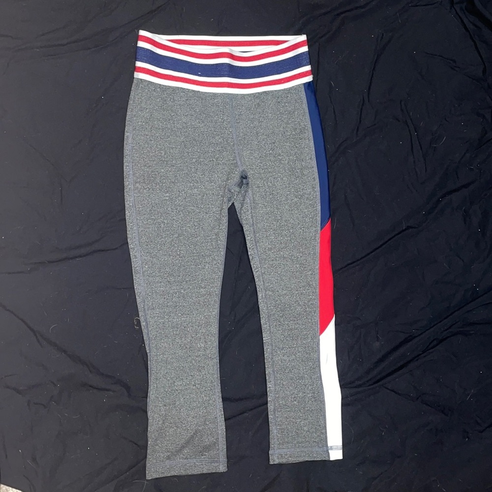 RED WHITE AND BLUE/ GREY LEGGINGS. Size XS-S